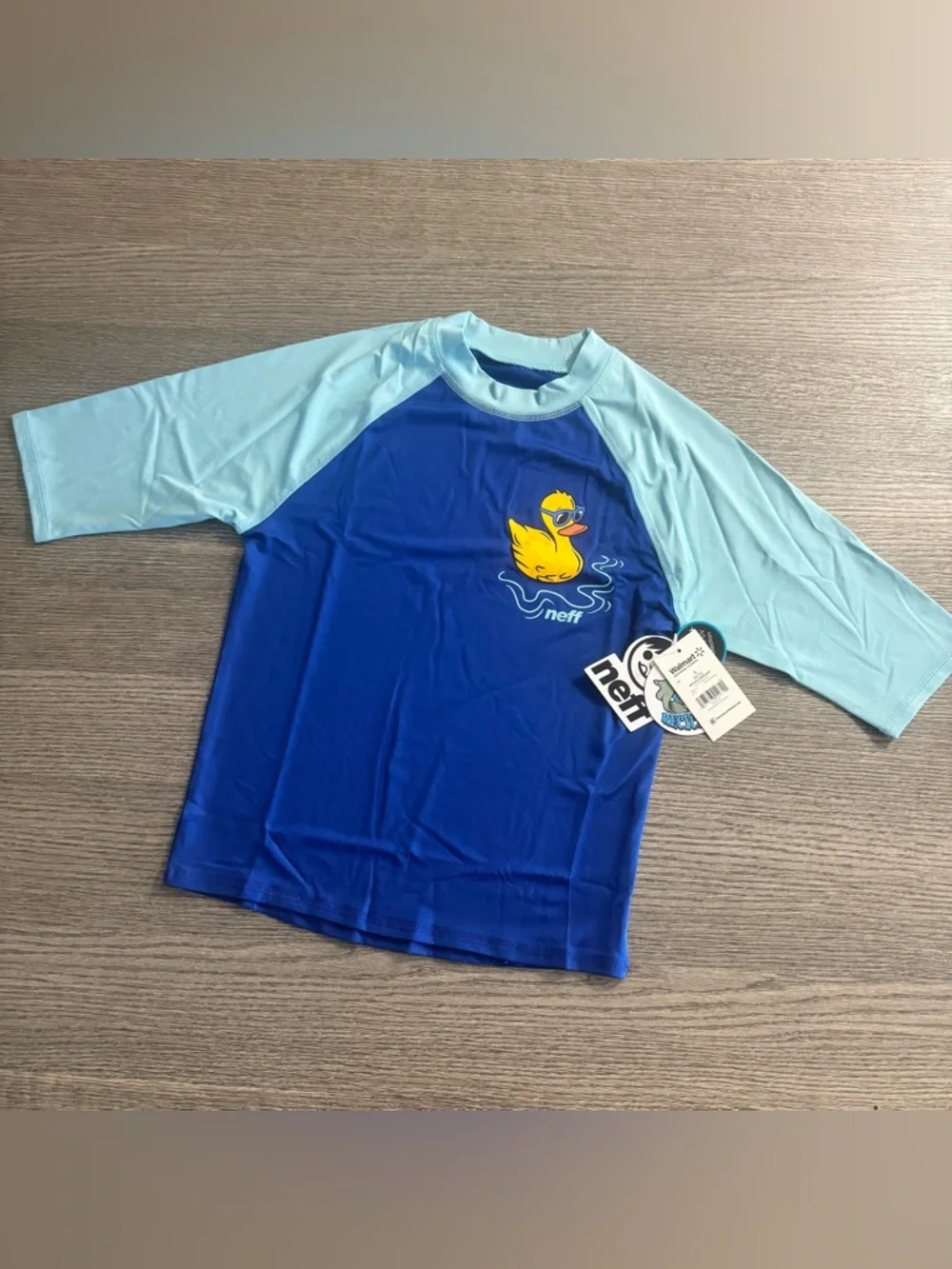 Neff Boys RASHGUARD UPF 50+ Sun Shirt Boys Size L (10-12) Navy/turquoise